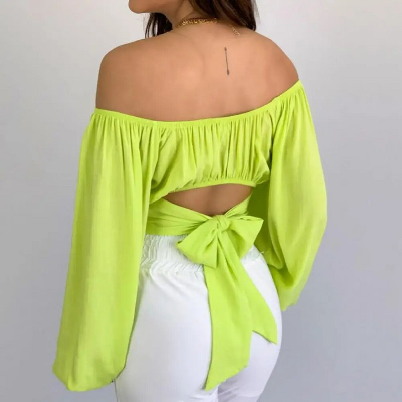 Ženska majica dugih rukava, jednobojna labava ženska bluza s dugim rukavima, pulover s lanternastim rukavima, klupska odjeća