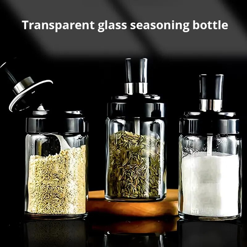 1 бр. 250 мл прозрачен резервоар за подправки Автоматично отваряне и затваряне на пластмаси за пълнене на подправки с масло, сол и оцет