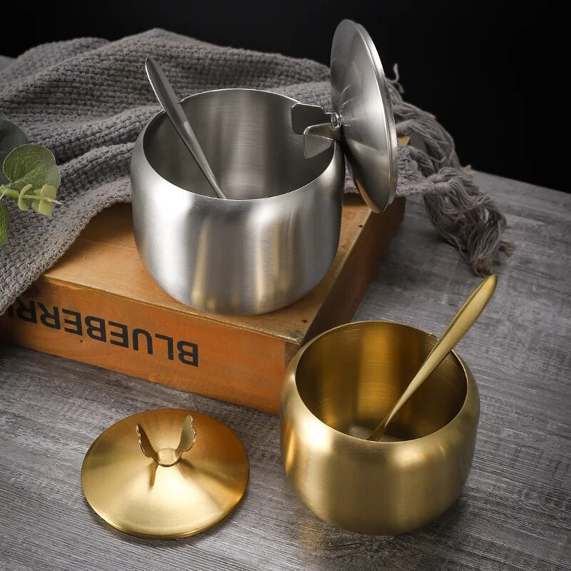 Buitiniai nerūdijančio plieno prieskonių stiklainiai korėjietiško stiliaus prieskonių puodo prieskonių talpykla su dangteliu Druskos organizatorius Virtuvės įrankiai