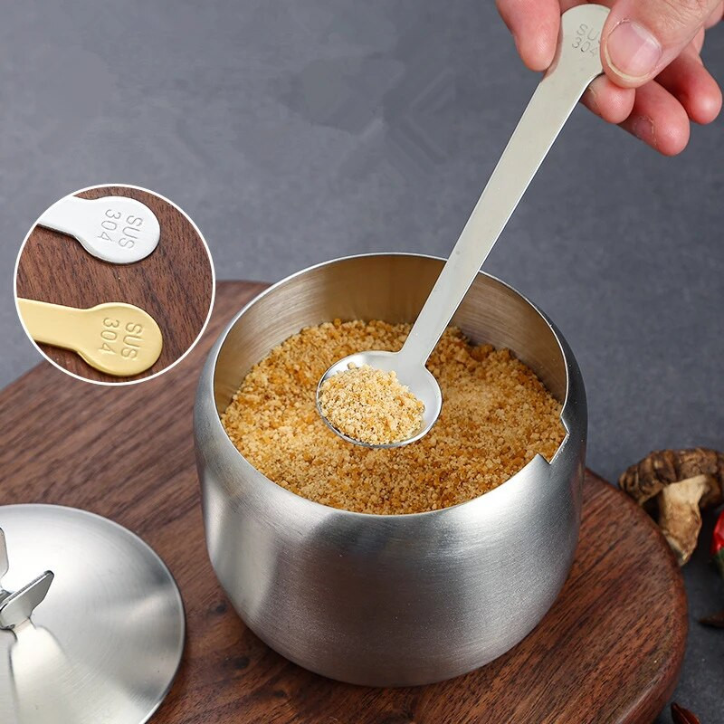 Buitiniai nerūdijančio plieno prieskonių stiklainiai korėjietiško stiliaus prieskonių puodo prieskonių talpykla su dangteliu Druskos organizatorius Virtuvės įrankiai