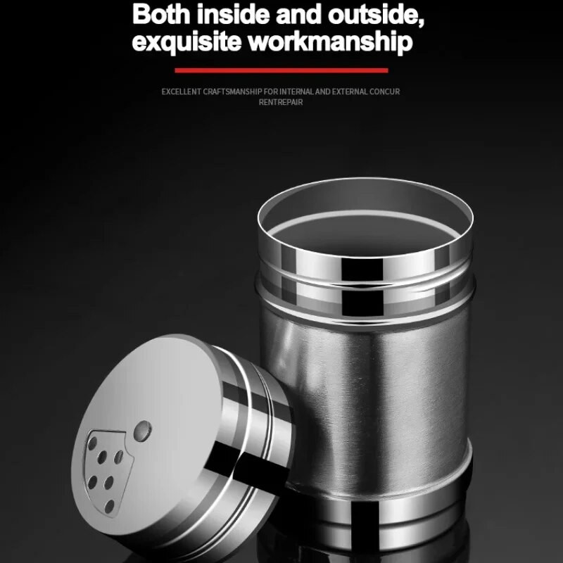 JJYY Шейкър за сол и захар, въртящ се капак, многофункционална кухненска джаджа от неръждаема стомана, блендер за подправки, черен пипер, буркан за подправки
