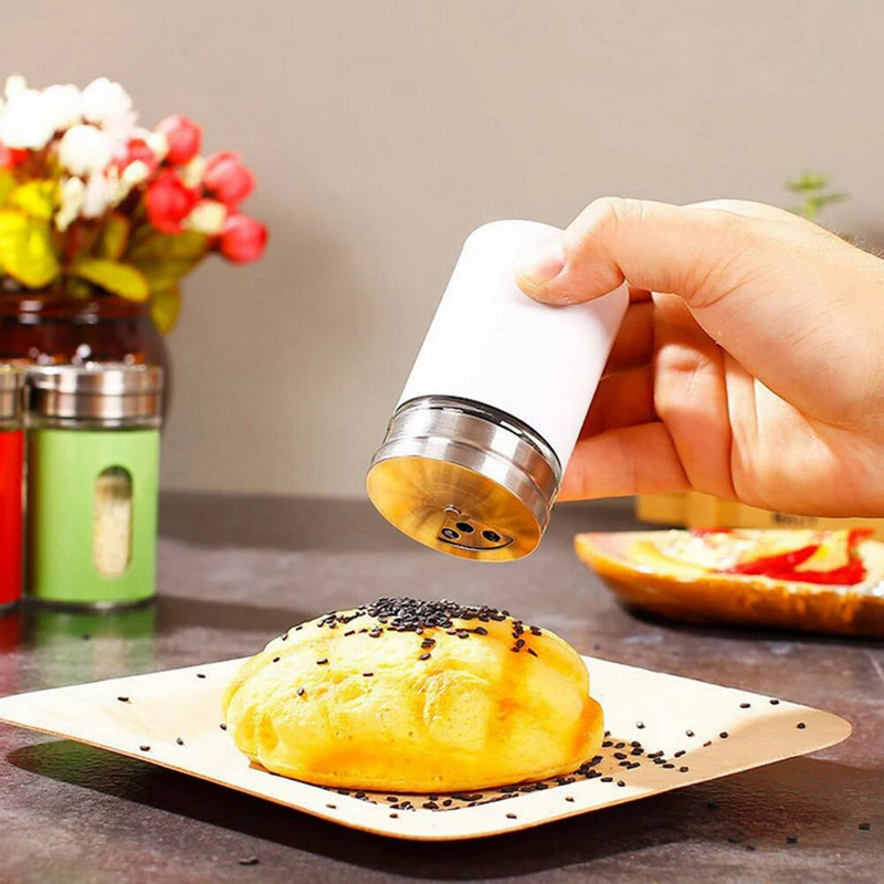 Agitator de condimente din oțel inoxidabil Oală de condimente Borcane pentru grătar de camping Borcan de condimente Agitator de sare de zahăr Piper Gadget rotativ de bucătărie