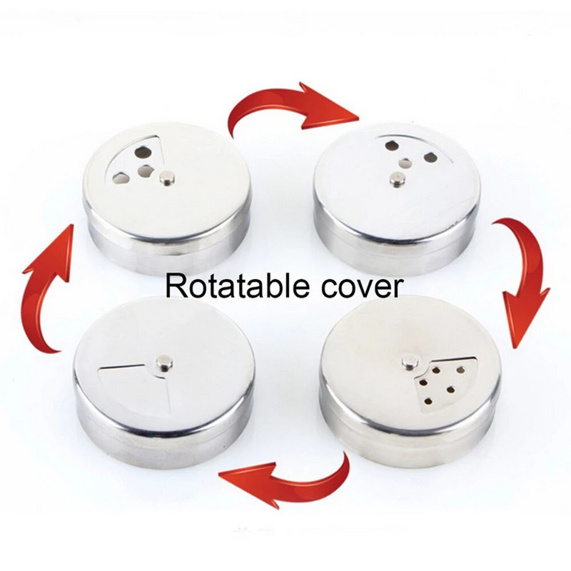 Agitator de condimente din oțel inoxidabil Oală de condimente Borcane pentru grătar de camping Borcan de condimente Agitator de sare de zahăr Piper Gadget rotativ de bucătărie