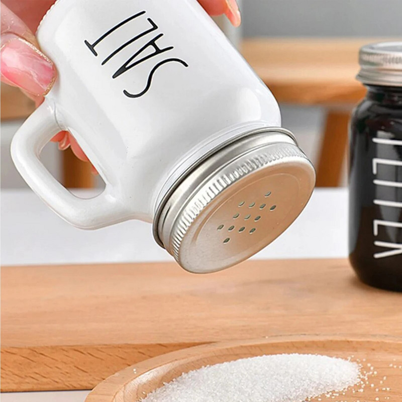 Set posuda za sol i papar od 2 komada, stakleni crno-bijeli vintage stakleni set posuda za sol i papar od 4,4 oz za dom