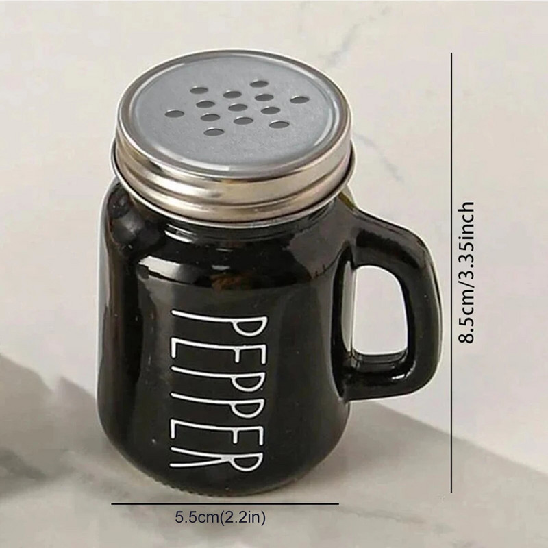 Set posuda za sol i papar od 2 komada, stakleni crno-bijeli vintage stakleni set posuda za sol i papar od 4,4 oz za dom