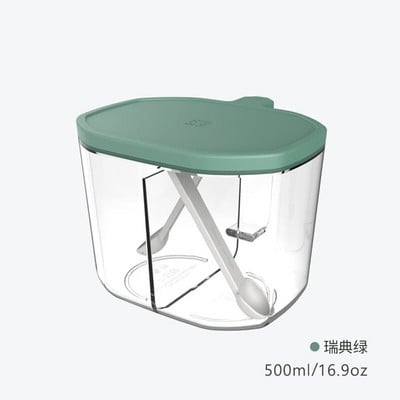 500 ml unikalus padalintas tinklelis cukraus dubenėlis, skaidrus prieskonių indelis su šaukštu dvigubo cukraus dubenėlio virtuvės priedu