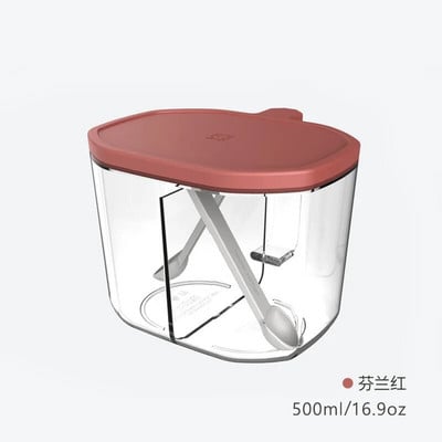 500 ml unikalus padalintas tinklelis cukraus dubenėlis, skaidrus prieskonių indelis su šaukštu dvigubo cukraus dubenėlio virtuvės priedu