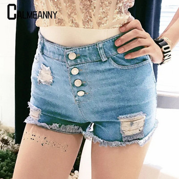 Γυναικεία τζιν σορτς 2023 Καλοκαίρι νέα κορεατική έκδοση Σέξι πίσω φερμουάρ με φούντα με τρύπα με φούντα vintage κοντό παντελόνι