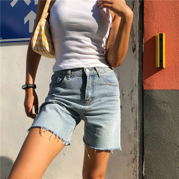 Γυναικεία τζιν σορτς με φαρδύ πόδι με φούντα 2023 Καλοκαιρινή μόδα Streetwear casual μονόχρωμο Γυναικείο φαρδύ έντονο τζιν
