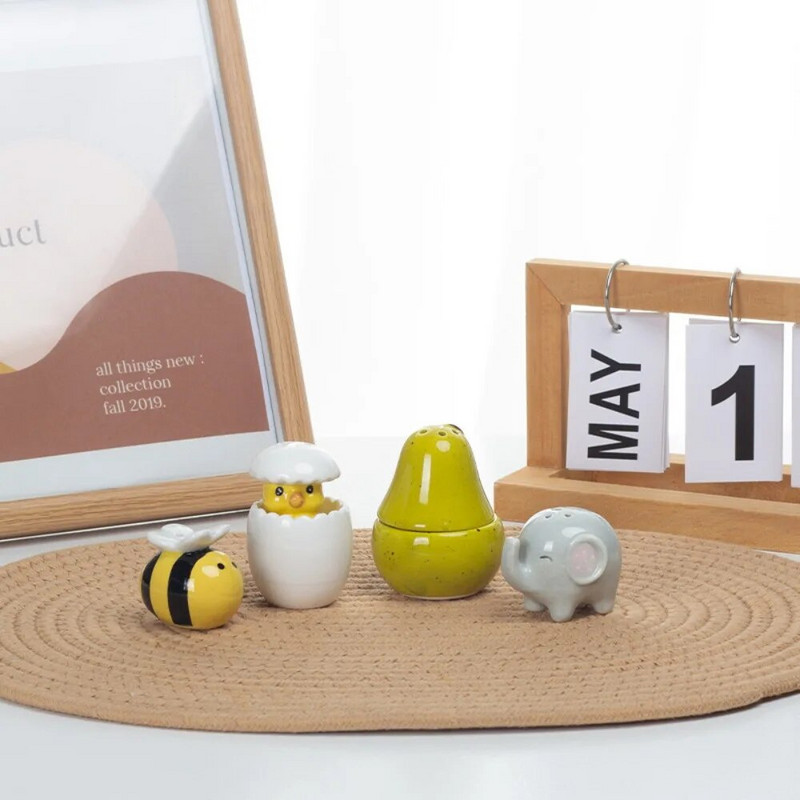 Pileći slon u obliku kruške, pčela, sol, papar, boca za začine, keramički oslikani lonac za začine, crtana životinja, velika rupa, staklenka za začine