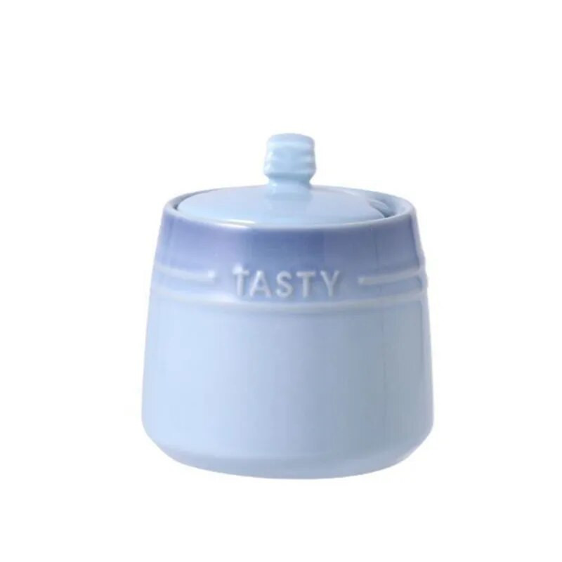 Gradiento spalvos keraminis prieskonių indelis su dangteliu Virtuvinis cukraus ir druskos pipirų prieskonių indelis Modernus namų kūrybinių prieskonių laikymo indelis