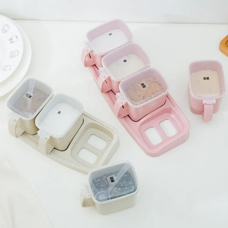 Set kutija za začine Kuhinjski pribor za kućanstvo Set plastičnih staklenki za začine Boca za začine Limenke za sol Zdjela za šećer