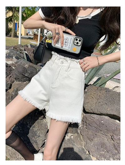 Pantaloni scurți de jeans de primăvară-vară 2023 pentru femei Pantaloni scurți de blugi cu talie înaltă, sexi, de epocă, blugi scurti pentru femei, îmbrăcăminte pentru femei