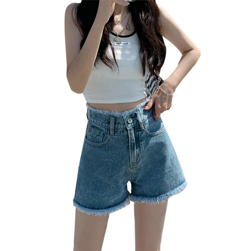 Pantaloni scurți de jeans de primăvară-vară 2023 pentru femei Pantaloni scurți de blugi cu talie înaltă, sexi, de epocă, blugi scurti pentru femei, îmbrăcăminte pentru femei