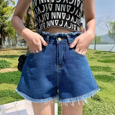 Ψηλόμεση Slim Fit Summer Loose Student κολάν Μοντέρνα γυναικεία ρούχα Τζιν σορτς Βαμβακερό πολυεστερικό ύφασμα