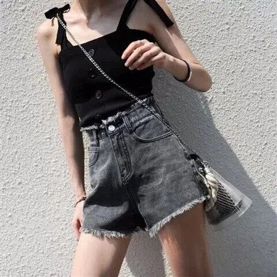 Ψηλόμεση Slim Fit Summer Loose Student κολάν Μοντέρνα γυναικεία ρούχα Τζιν σορτς Βαμβακερό πολυεστερικό ύφασμα