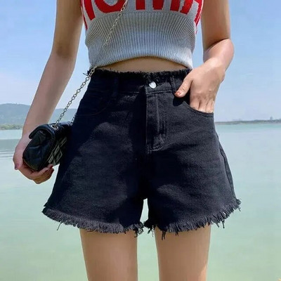 Ψηλόμεση Slim Fit Summer Loose Student κολάν Μοντέρνα γυναικεία ρούχα Τζιν σορτς Βαμβακερό πολυεστερικό ύφασμα