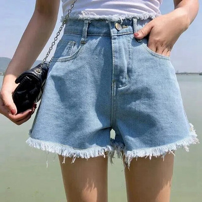 Ψηλόμεση Slim Fit Summer Loose Student κολάν Μοντέρνα γυναικεία ρούχα Τζιν σορτς Βαμβακερό πολυεστερικό ύφασμα