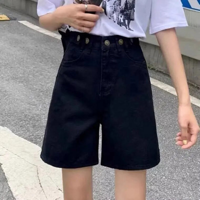 Vasaros madingos tiesios plonos, laisvos vidutinės kelnės, moteriškos Honkongo stiliaus, universalios kasdienės liekninančios penkių kelnių medvilnės medžiaga