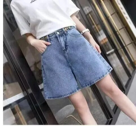 Vasaros madingos tiesios plonos, laisvos vidutinės kelnės, moteriškos Honkongo stiliaus, universalios kasdienės liekninančios penkių kelnių medvilnės medžiaga