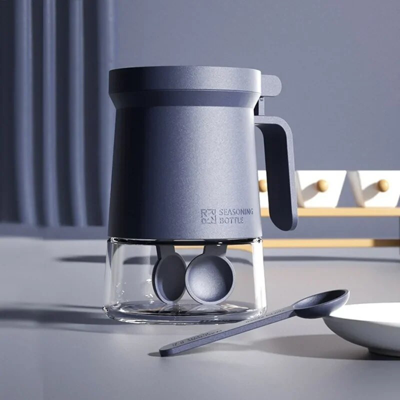 Lagana, luksuzna staklena boca za začine od 350 ml Kuhinjska staklenka za začine Boca za pohranu začina sa žlicom Solanka otporna na vlagu