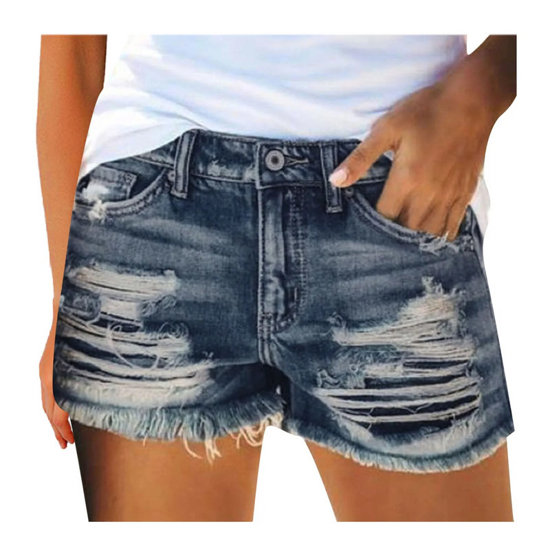 Ljetne kratke traperice za žene Seksi traperice visokog struka Kratke hlače s uskim rupama Old Broken Style Denim Traperice Pantalones De Mujer