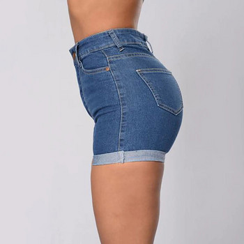 Къси панталони SkinnyJeans Дамски лято 2023 Мини горещи къси дънки с висока талия Навити тесни дамски дънкови шорти Pantalones Cortos