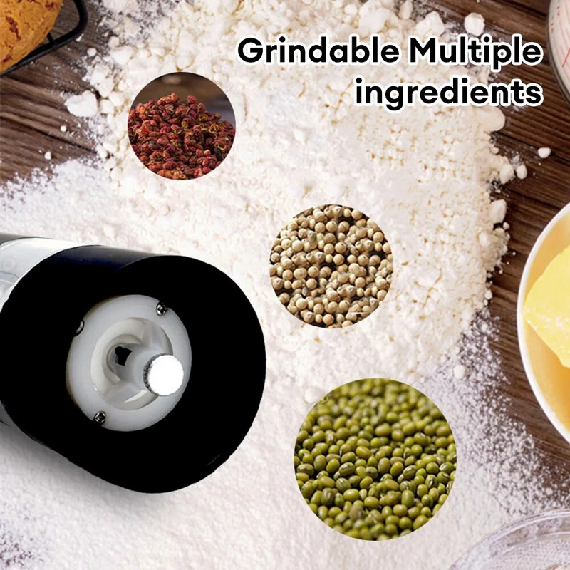 Električni mlin za papar i sol s LED svjetlom Bežični mlin za začine s podešavanjem krupnoće Kuhinjski alat za pomoć pri kuhanju