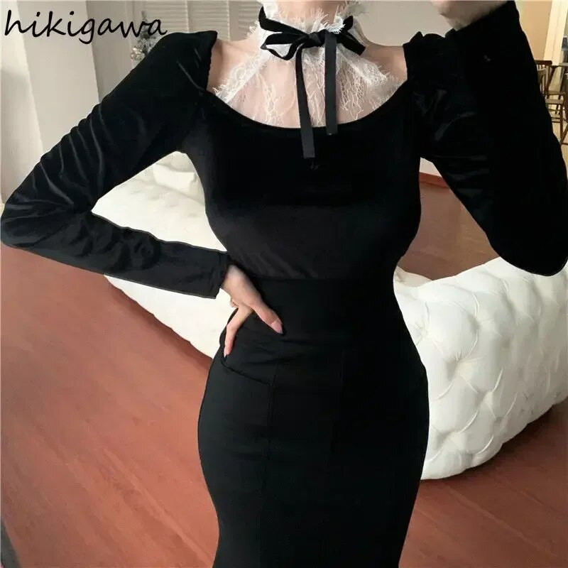 Vintage bluze Ženske elegantne bluze Košulje s četvrtastim ovratnikom Patchwork Čipkana baršunasta košulja Korejska bluza Modni Y2k gornji dijelovi odjeće