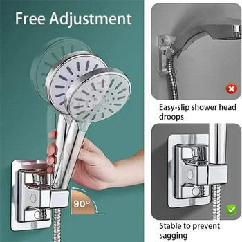 ABS държач за душ слушалка Стенен стойка за душ Самозалепваща се регулируема въртяща се ръчна скоба Аксесоари за баня
