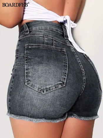 Γυναικεία σπασμένα τζιν σορτς Γυναικεία casual ψηλόμεσο Stretch τρύπα σκισμένα τζιν κοντό παντελόνι Γυναικείο καλοκαιρινό Hotpant Slim Fit σορτς
