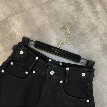 Καλοκαιρινό ψηλόμεσο φούντα επίδεσμο Streetwear τζιν σορτς Νέο κορεατικό σταυρό με γοτθικό τζιν σορτς για γυναίκες casual μαύρο σορτς