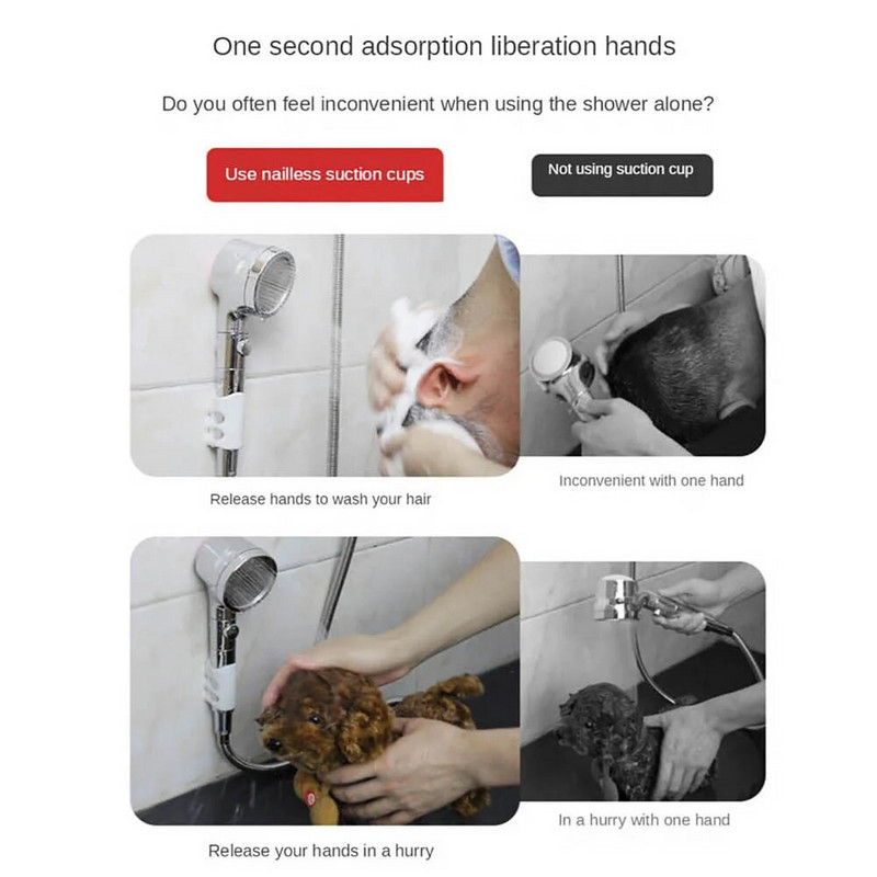 Silikono dušo galvutės laikiklis Patvarus daugkartinis nuimamas dušo rankinis sieninis siurbimo puodelis dušo laikiklis Vonios reikmenys
