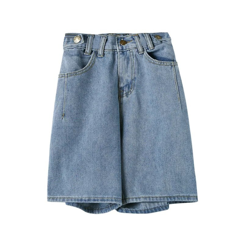 Ravne kratke hlače Žene Ulzzang Ljeto Chic Denim visokog struka Preppy Girls Streetwear Sve za slobodno vrijeme Moderna ženska odjeća