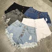 Slomljene traper kratke hlače visokog struka s resicama Ženske ljetne korejske verzije Raw Edge Široke nogavice Opuštene široke jeans kratke hlače velikih veličina Ženske