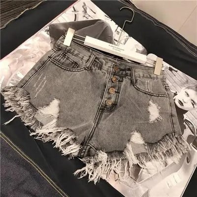 Slomljene traper kratke hlače visokog struka s resicama Ženske ljetne korejske verzije Raw Edge Široke nogavice Opuštene široke jeans kratke hlače velikih veličina Ženske