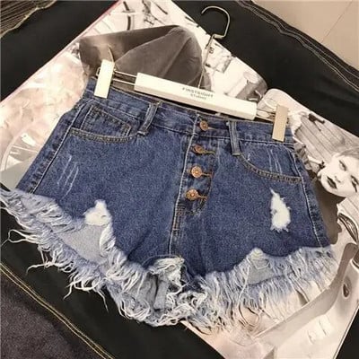Slomljene traper kratke hlače visokog struka s resicama Ženske ljetne korejske verzije Raw Edge Široke nogavice Opuštene široke jeans kratke hlače velikih veličina Ženske