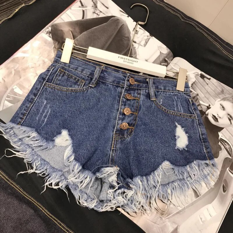 Slomljene traper kratke hlače visokog struka s resicama Ženske ljetne korejske verzije Raw Edge Široke nogavice Opuštene široke jeans kratke hlače velikih veličina Ženske