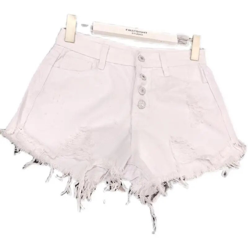 Slomljene traper kratke hlače visokog struka s resicama Ženske ljetne korejske verzije Raw Edge Široke nogavice Opuštene široke jeans kratke hlače velikih veličina Ženske