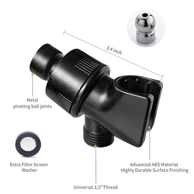 Állítható zuhanykarra szerelhető konzol G1/2″ háromutas váltószelepes zuhanyfej tartó Univerzális csaptelep fürdőszobai kiegészítők