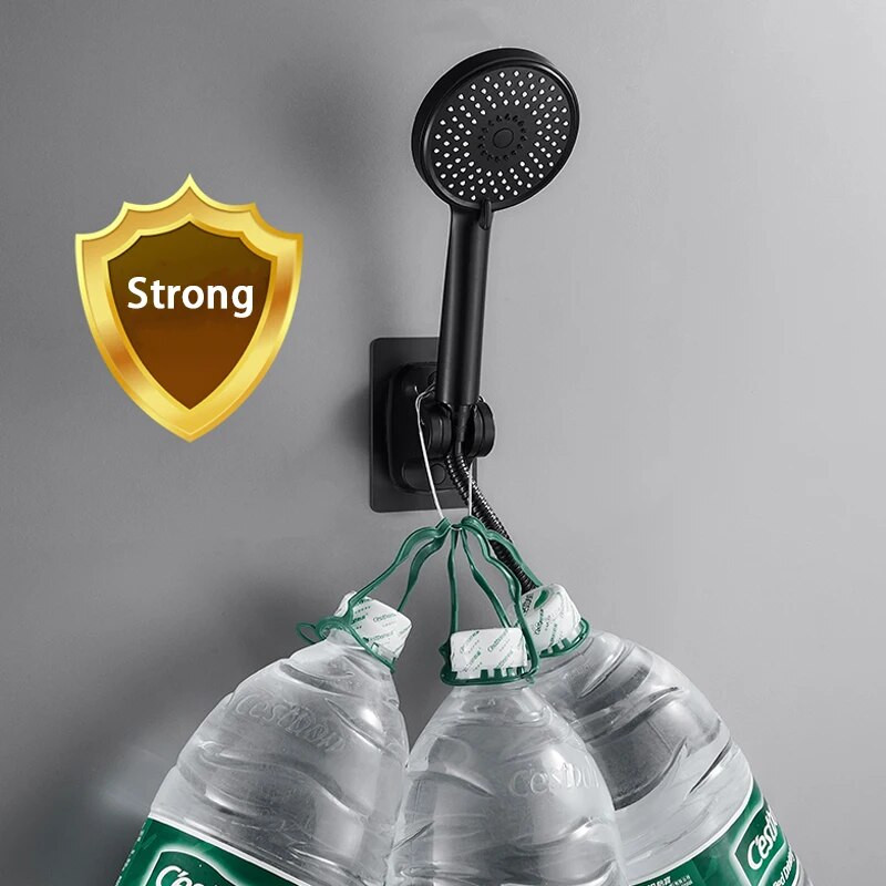 Vakumski stalak za tuširanje Zidni nosač Podesiva glava tuša Bez udaraca Crni nosač Kupaonski pribor Besplatna dostava