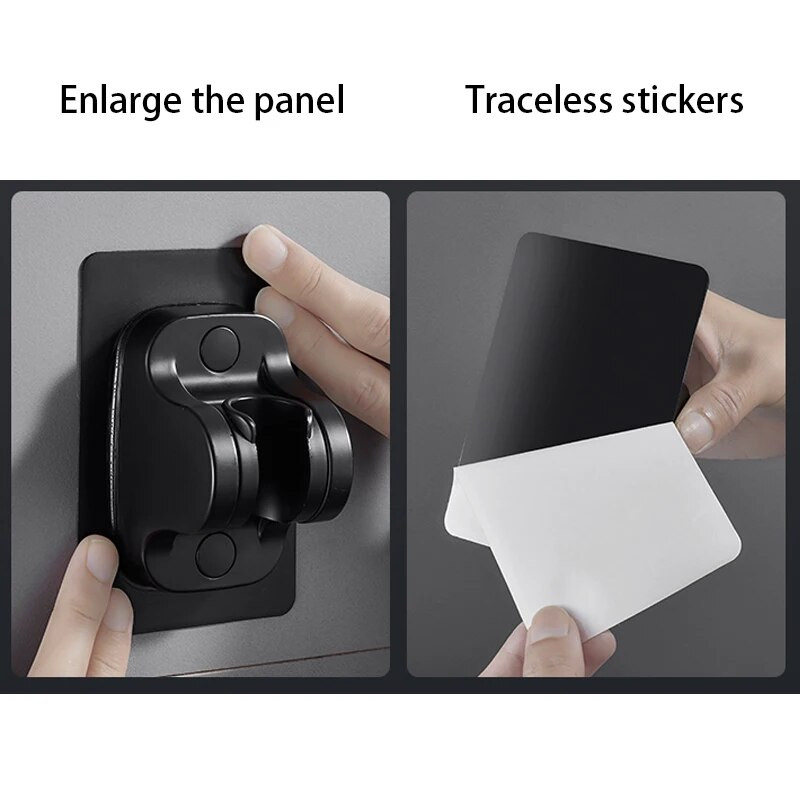 Vakumski stalak za tuširanje Zidni nosač Podesiva glava tuša Bez udaraca Crni nosač Kupaonski pribor Besplatna dostava