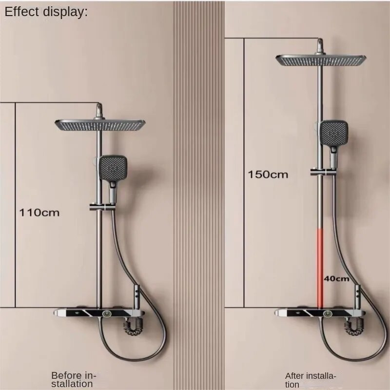 30 cm apvalus dušo ilgintuvas iš nerūdijančio plieno pilkos spalvos dušo strypo universalus itin paaukštintas prailginamasis vamzdis vonios kambario priedai