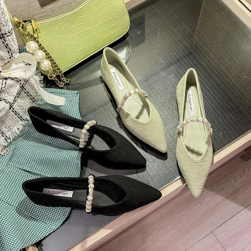 Smailūs batai, moteriški plokščiadugniai 023 nauji rudeniniai ir žieminiai batai pavasariui ir rudeniui minkštu dugnu juodi keturių sezonų priemiestiniai batai