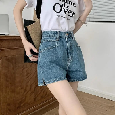 Džinsu šorti Sievietes, izmazgātas, nomāktas, vecas, vintage, vasaras, visas spēles ar augstu vidukli Ikdienas korejiešu stilā šiks Шорты Женские Летние