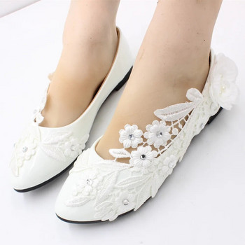 【Xingchenmao】 Νέα λευκά πλακέ μεγάλα γυναικεία γυναικεία παπούτσια γάμου νυφικά παπούτσια με δαντέλα για γυναίκες BH2117