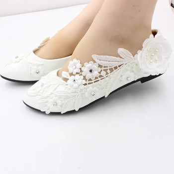 【Xingchenmao】Нови бели равни сватбени обувки с голям размер за жени булка сватбени обувки дантелени дантелени обувки за жени BH2117