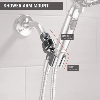 Държач за рамо за ръчна душ глава Регулируема скоба с въртяща се топка Универсален монтаж Chrome Silver Аксесоар за баня