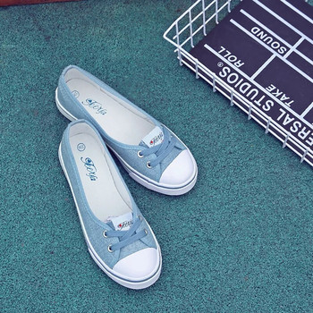 Ежедневни плоски обувки Дамски плоски обувки с плитка уста Платформа Бели обувки без приплъзване Летни дамски платнени обувки zapatos de mujer