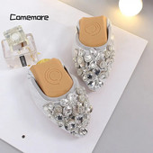 Comemore Modne ženske ravne cipele Luksuzne sandale Ljetna obuća za žene Sa vještačkim kamenčićima Meki potplat Udobne ženske crne cipele 2023.